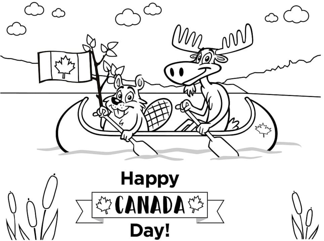 Mutlu Kanada günü Boyama Sayfası