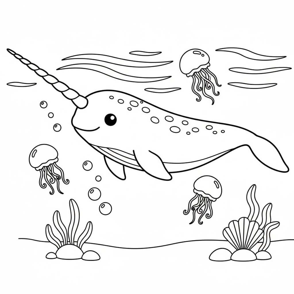 Narval yazdırılabilir çiz Boyama Sayfası