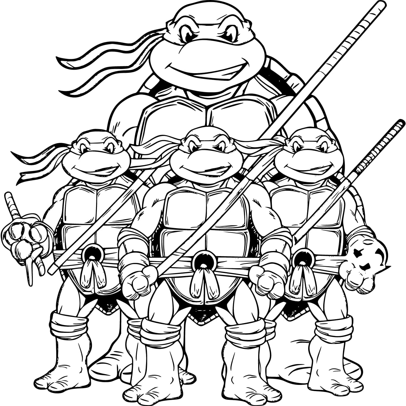 Ninja Kaplumbağalar Yazdırılabilir Çizimi Boyama Sayfası