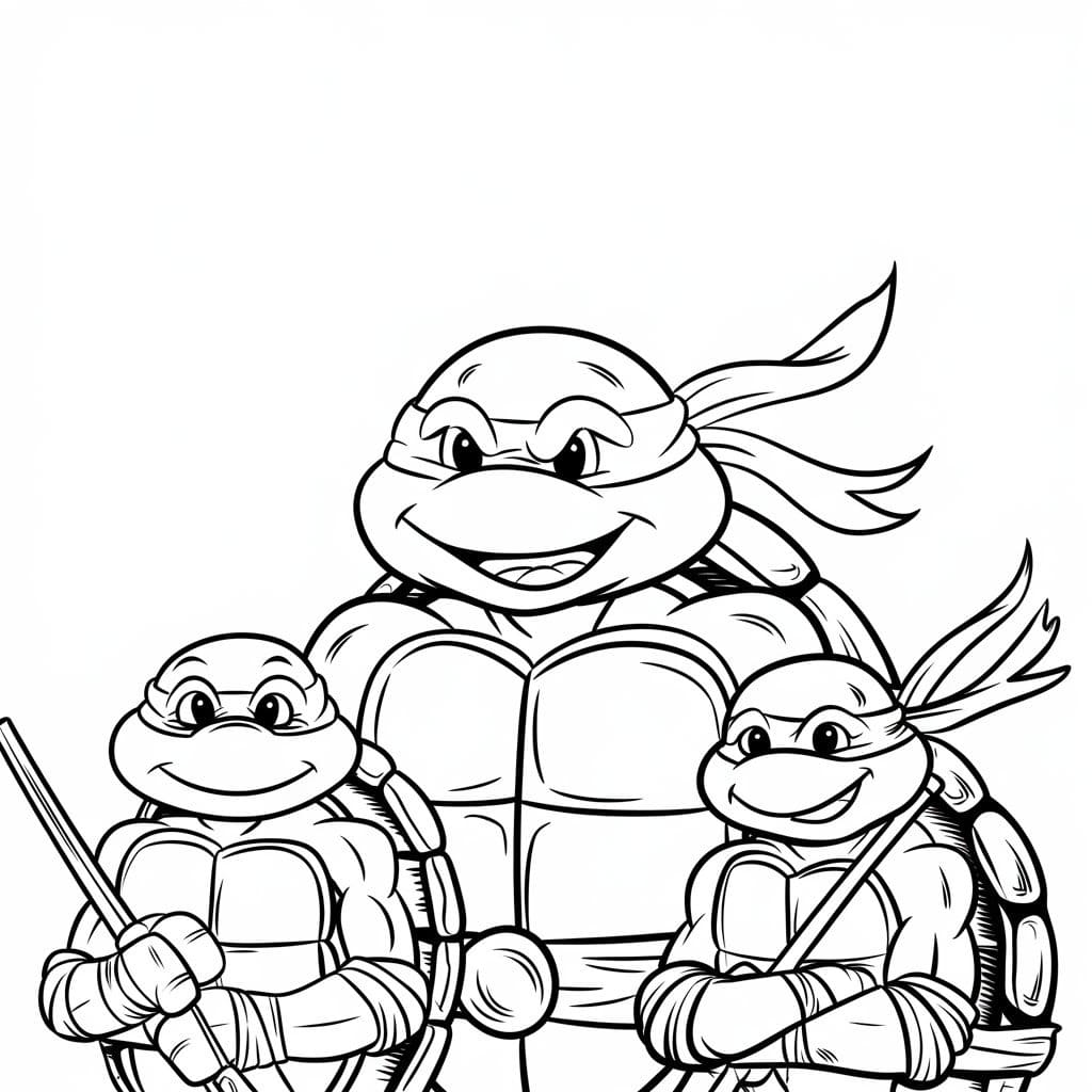 Ninja Kaplumbağalar kolay Boyama Sayfası