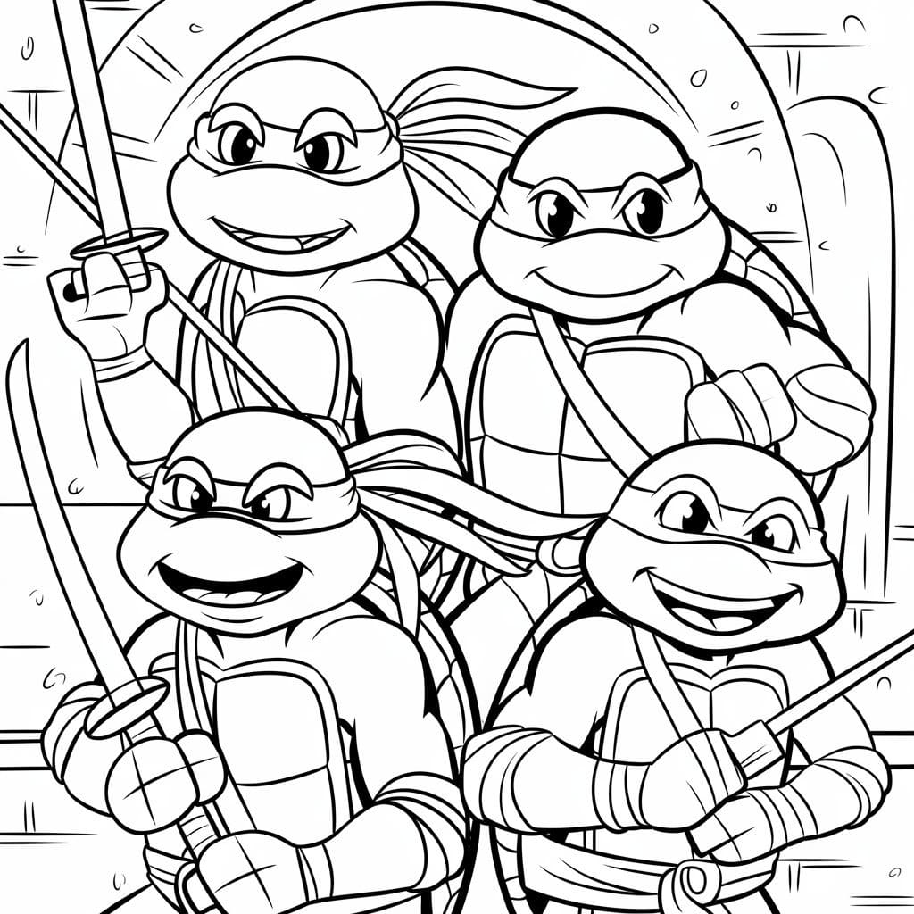 Ninja Kaplumbağalar sevimli Boyama Sayfası