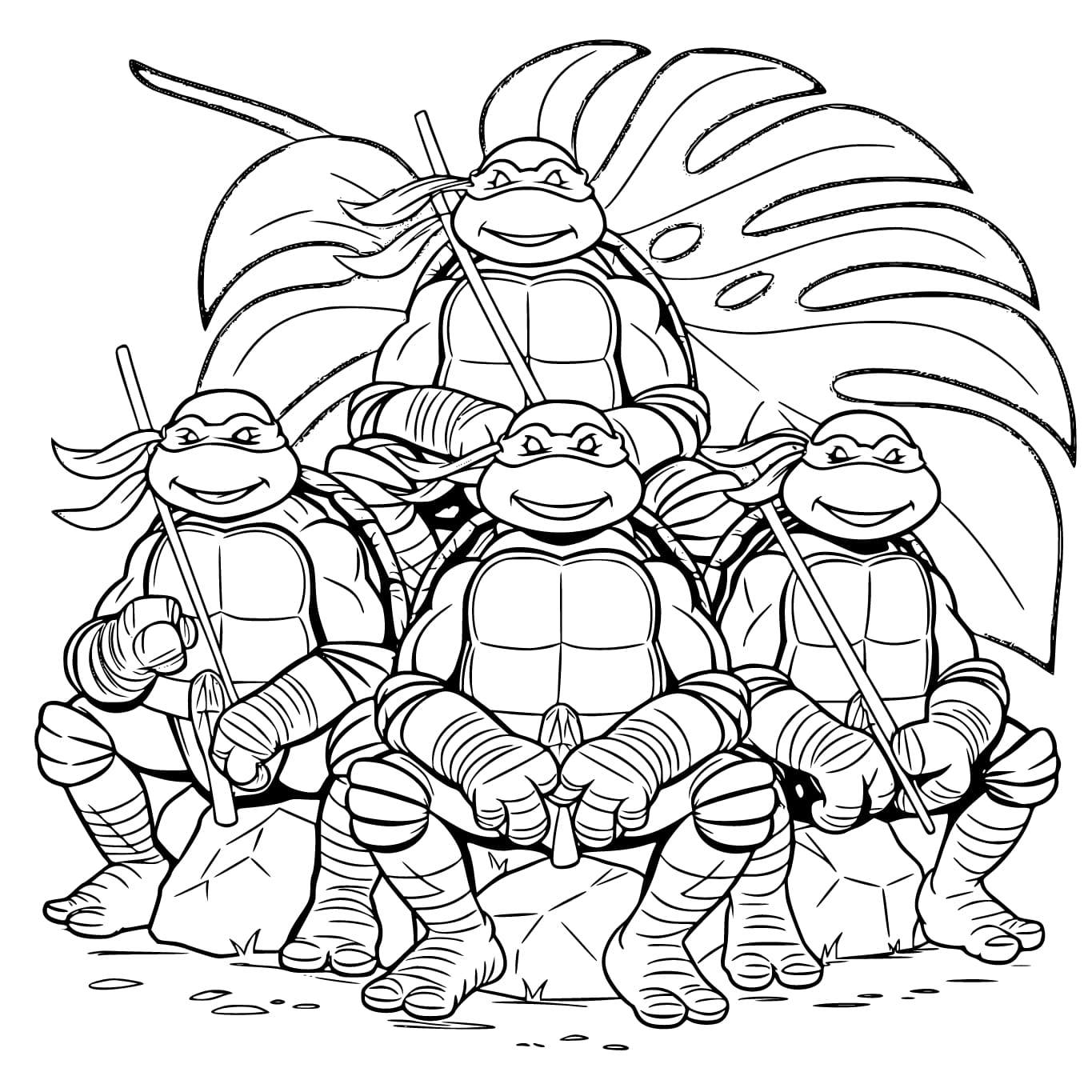 Ninja Kaplumbağalar temel Boyama Sayfası