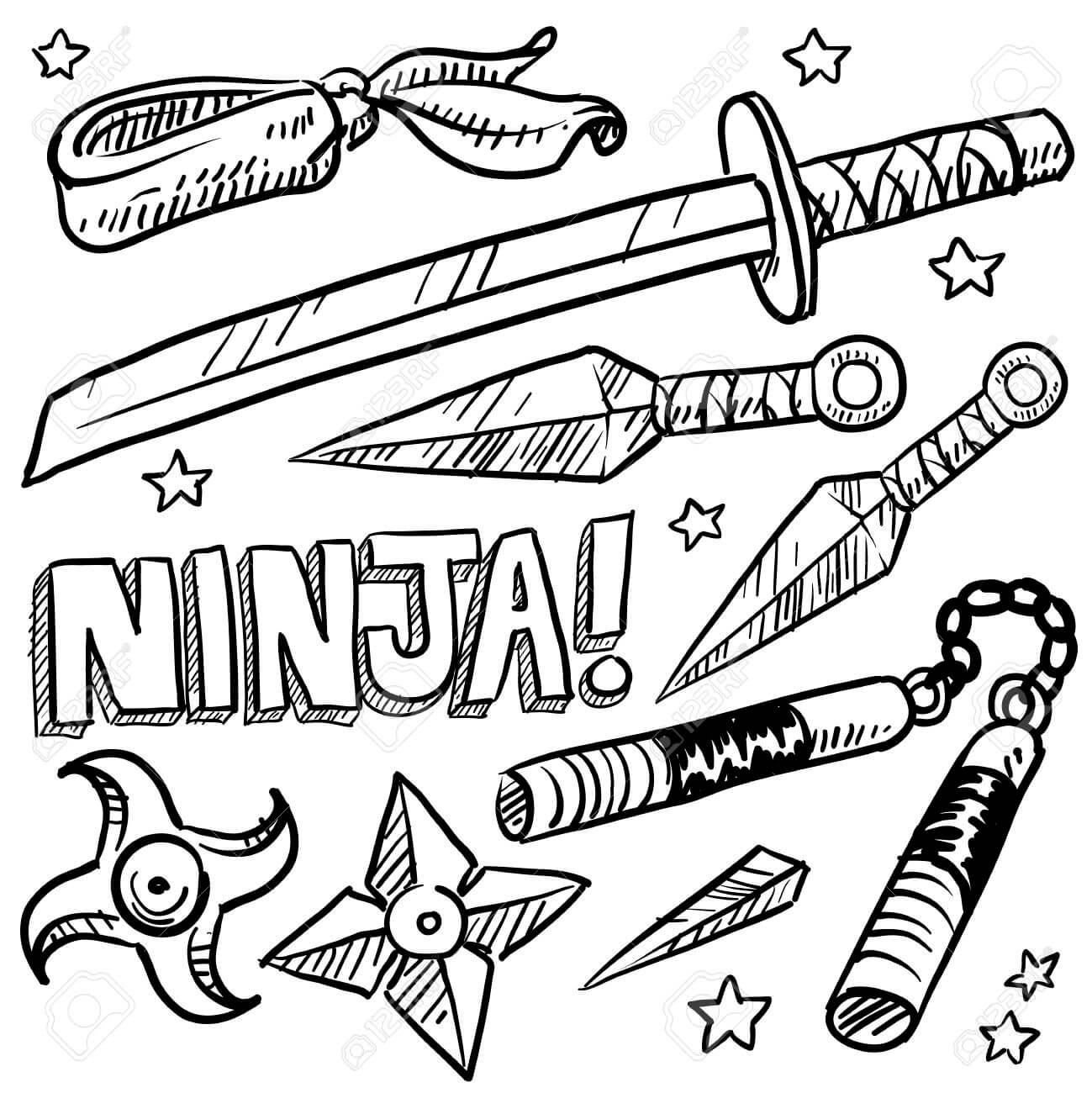 ninja-silah-boyama-sayfas-boyama-online