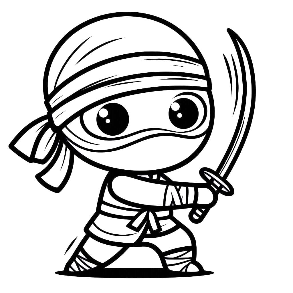 Ninja'yı basit çiz Boyama Sayfası