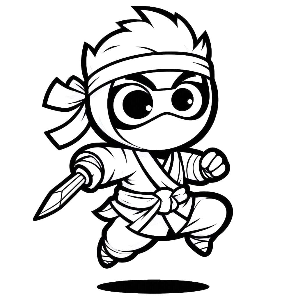Ninja'yı komik çiz Boyama Sayfası
