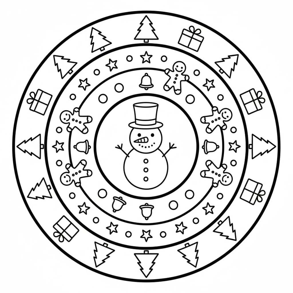 Noel Mandalası 1 Boyama Sayfası