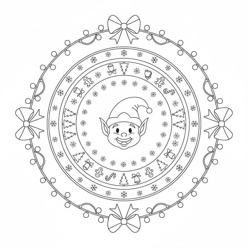 Noel Mandalası 3 Boyama Sayfası