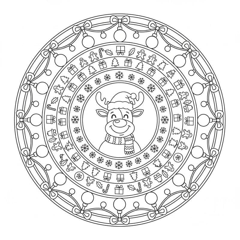 Noel Mandalası 5 Boyama Sayfası