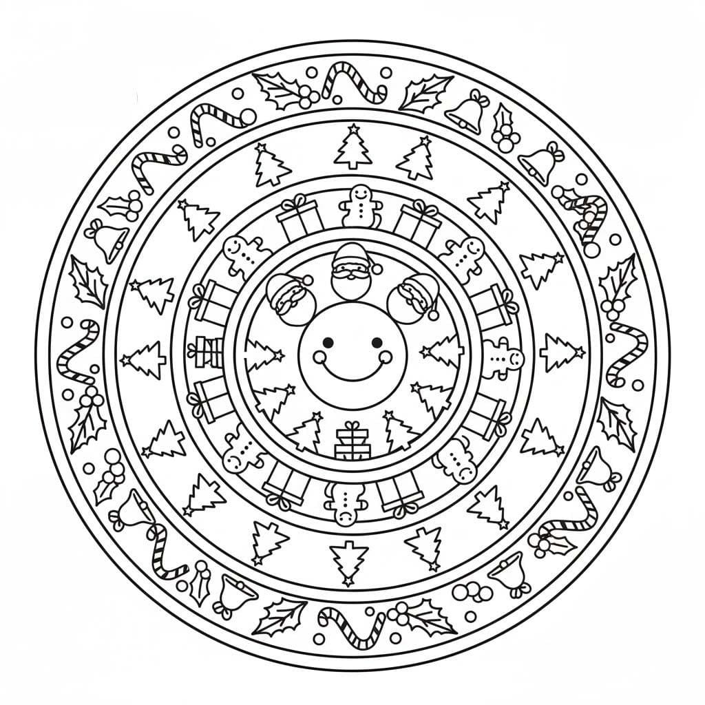 Noel Mandalası 6 Boyama Sayfası