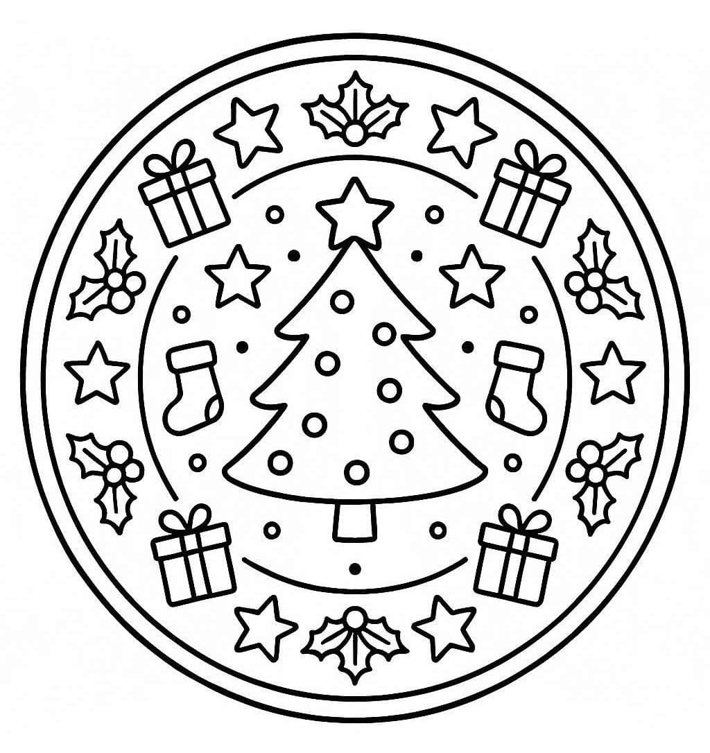 Noel Mandalası Görüntü Boyama Sayfası