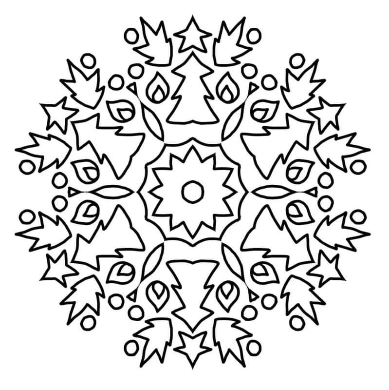 Noel Mandalası Ücretsiz Yazdırılabilir Boyama Sayfası