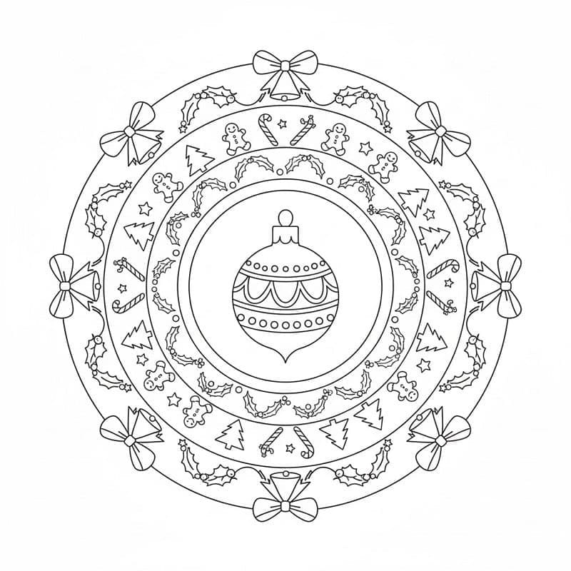 Noel Mandalası çocuklar için temel Boyama Sayfası