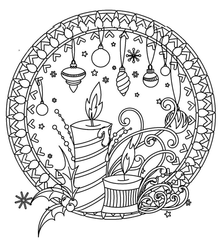 Noel Mandalası çocuklar için ücretsiz yazdırılabilir Boyama Sayfası
