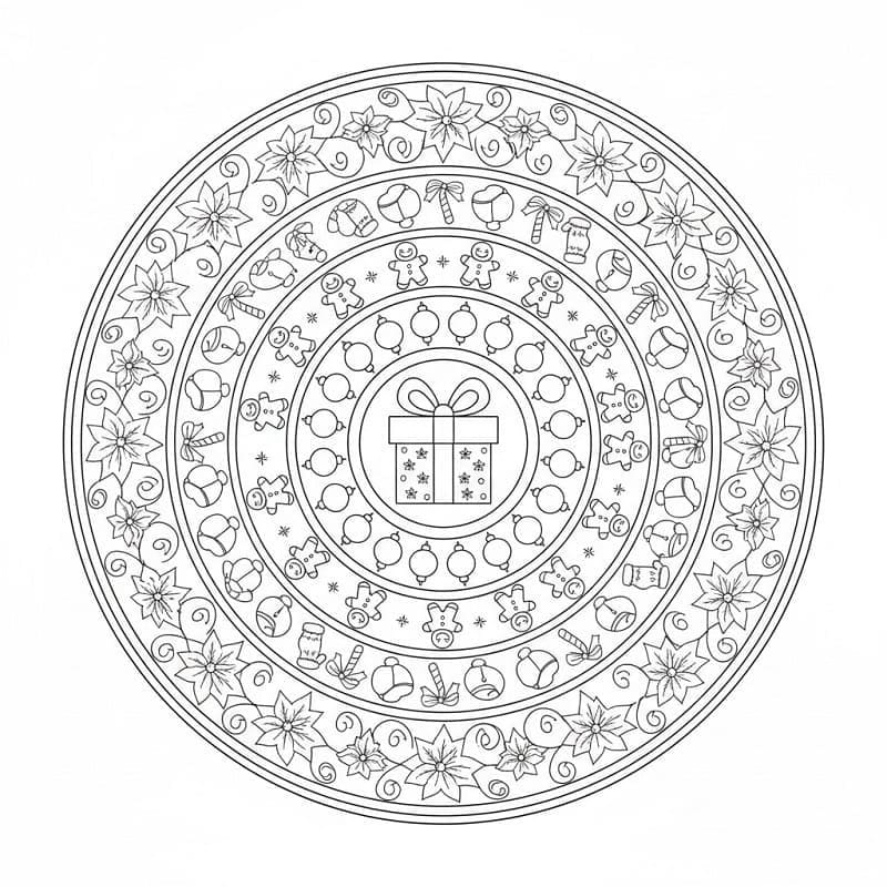 Noel Mandalası çocuklar için Boyama Sayfası