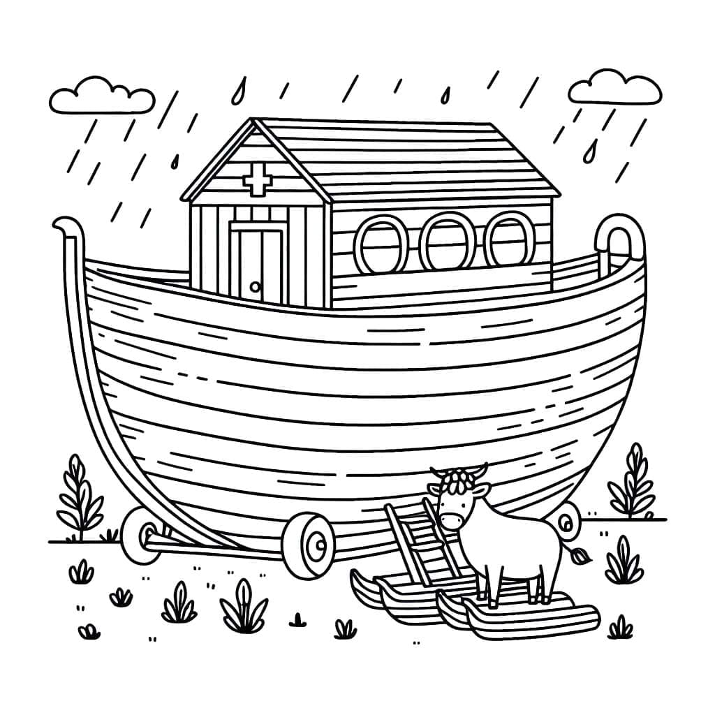 Nuh'un Gemisi çocuklar için basit Boyama Sayfası
