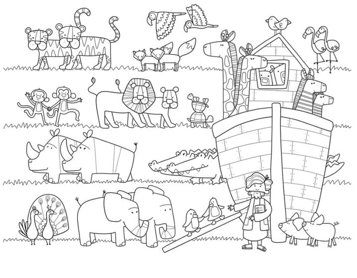 Nuh'un Gemisi çocuklar için Boyama Sayfası