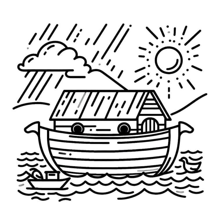 Nuh'un Gemisi ücretsiz kolay Boyama Sayfası