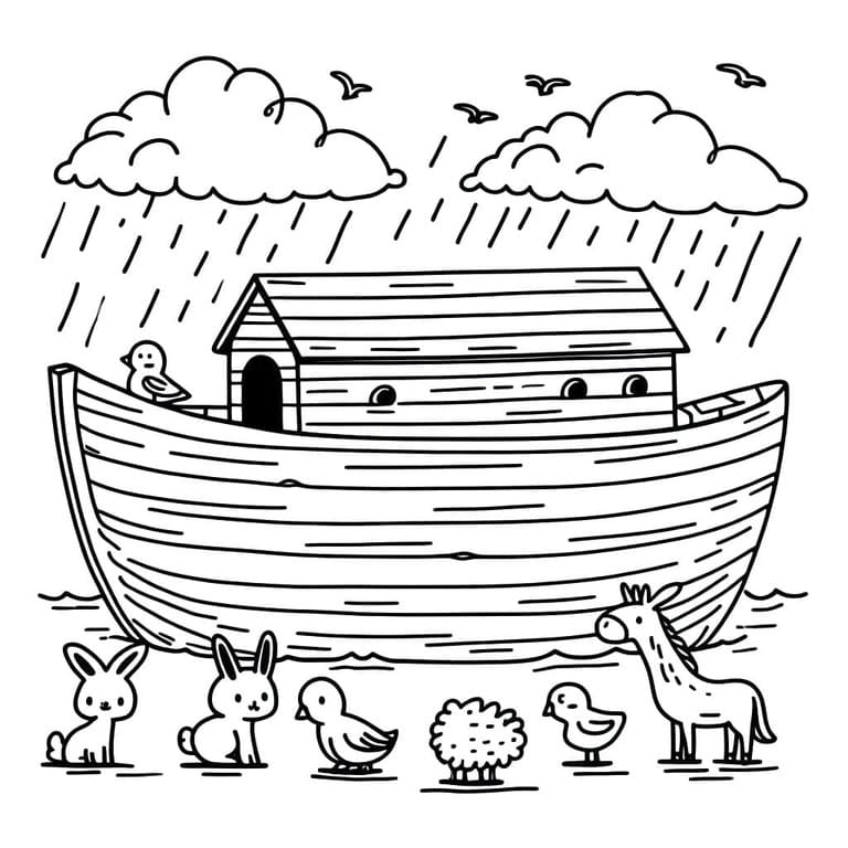 Nuh'un Gemisi ücretsiz temel Boyama Sayfası