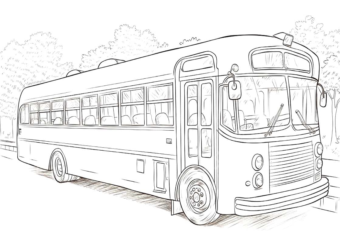 Otobüs çizimi temel kolay Boyama Sayfası