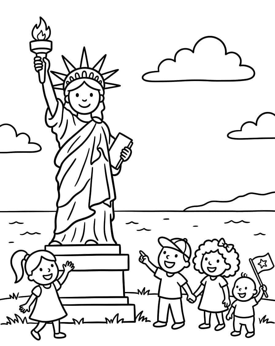 Özgürlük Heykeli Görüntü Boyama Sayfası