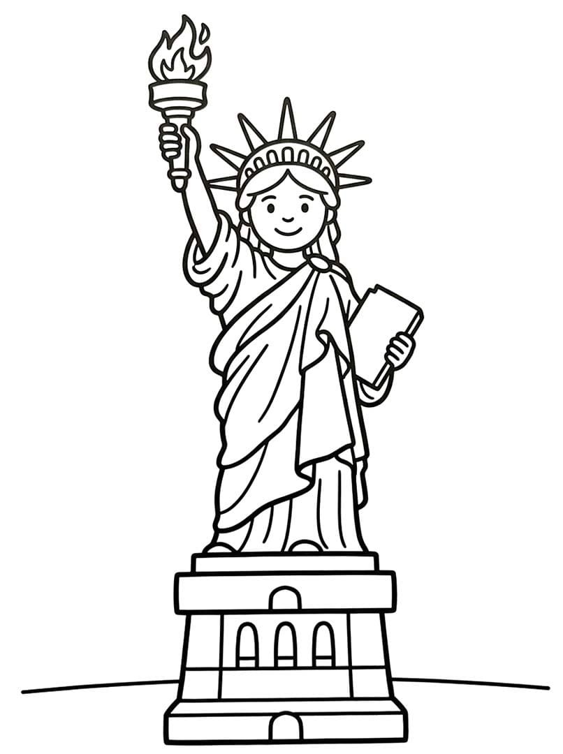 Özgürlük Heykeli Kolay Boyama Sayfası