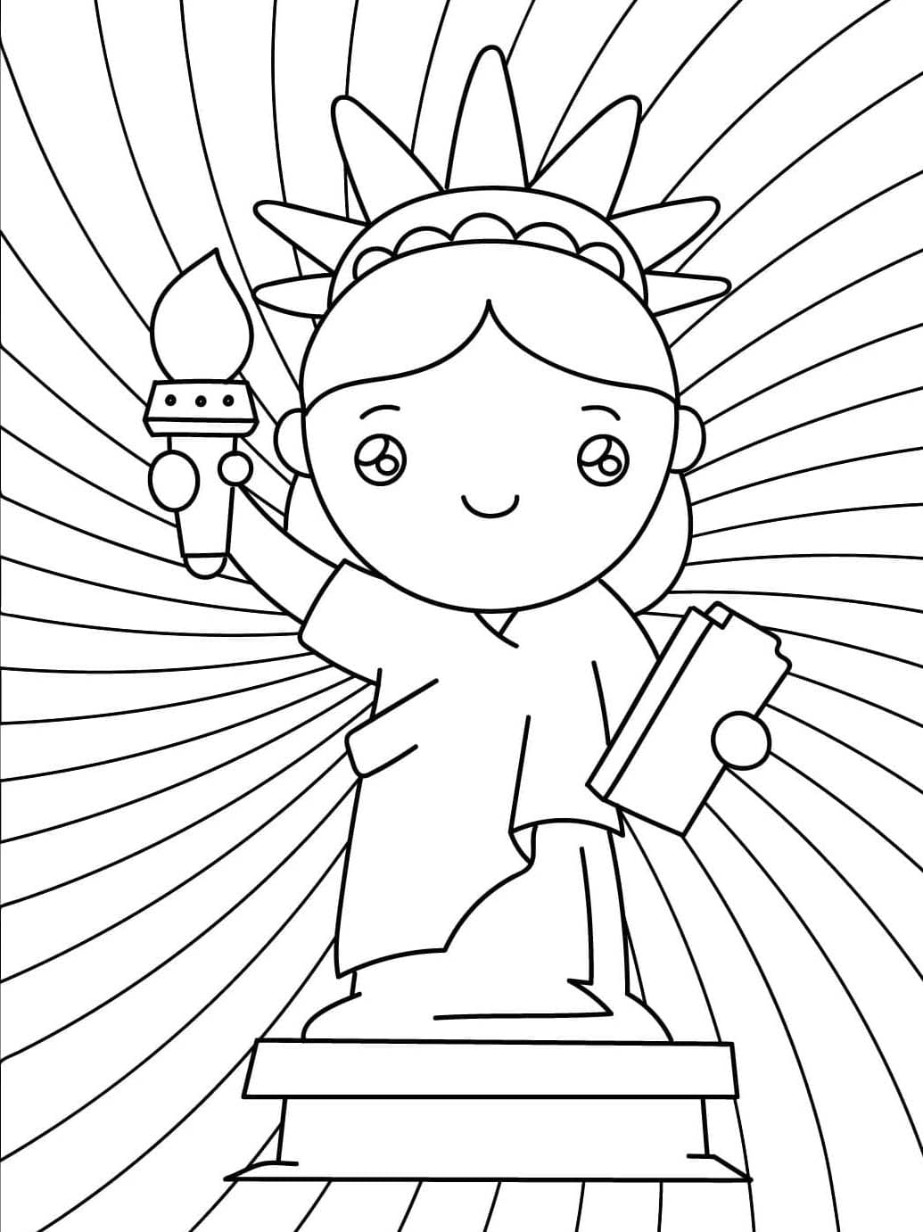 Özgürlük Heykeli Ücretsiz Çiz Boyama Sayfası