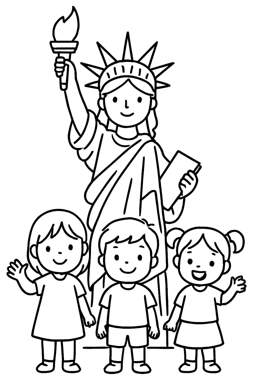 Özgürlük Heykeli Ücretsiz Yazdırılabilir Çiz Boyama Sayfası