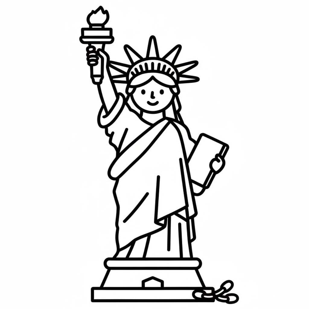 Özgürlük Heykeli Yazdırılabilir Çiz Boyama Sayfası