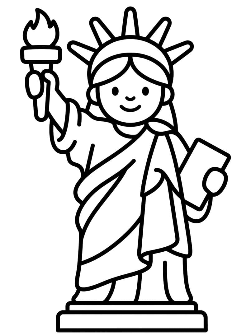 Özgürlük Heykeli Yazdırılabilir Boyama Sayfası