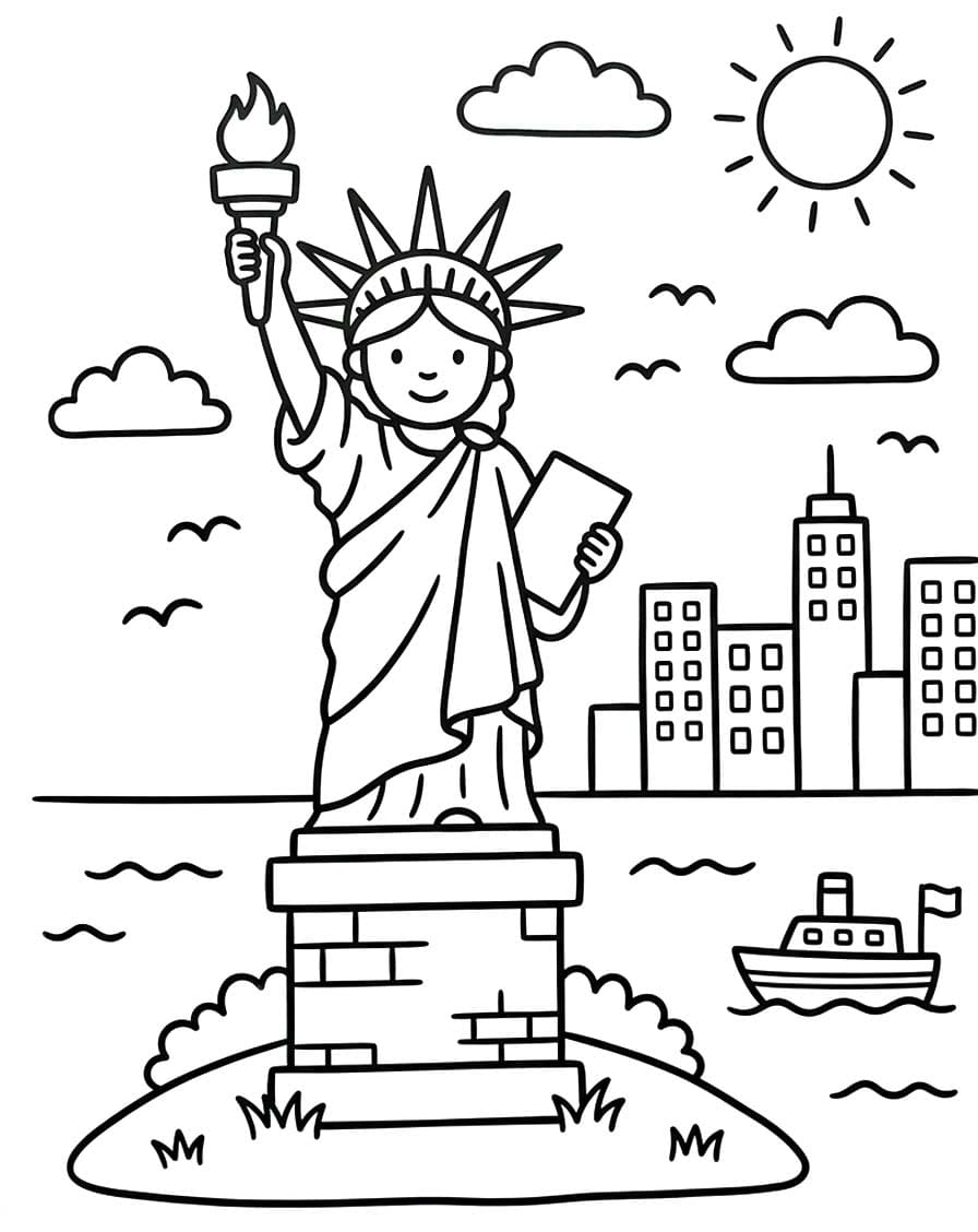 Özgürlük Heykeli resim Boyama Sayfası
