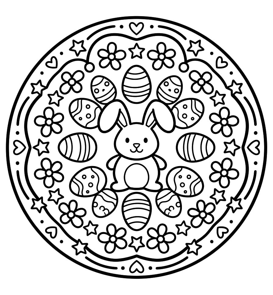 Paskalya Mandala Çizim Boyama Sayfası
