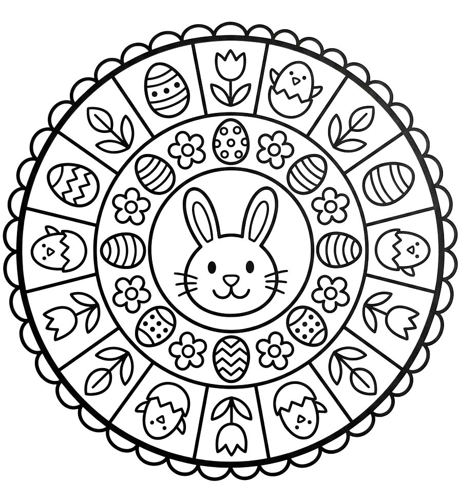 Paskalya Mandala Görüntü Boyama Sayfası