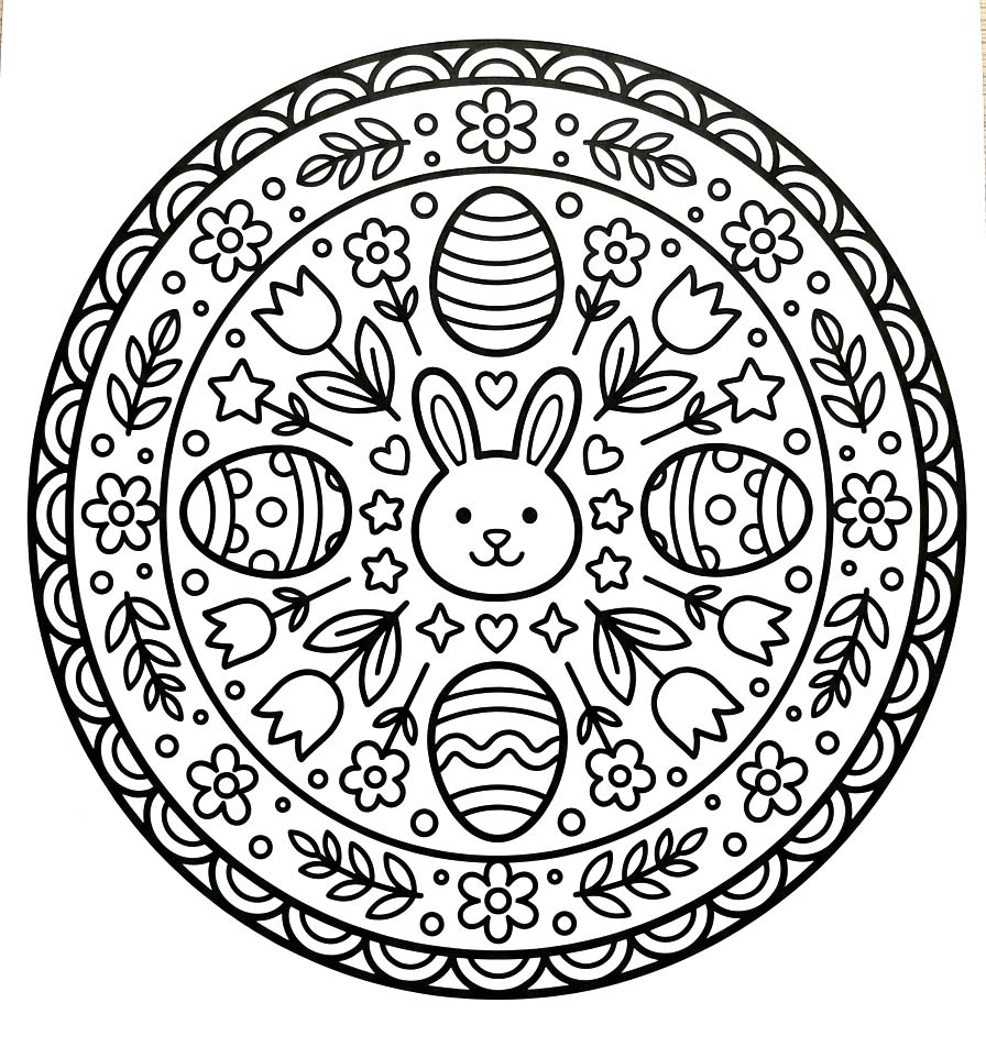 Paskalya Mandala Ücretsiz Çiz Boyama Sayfası