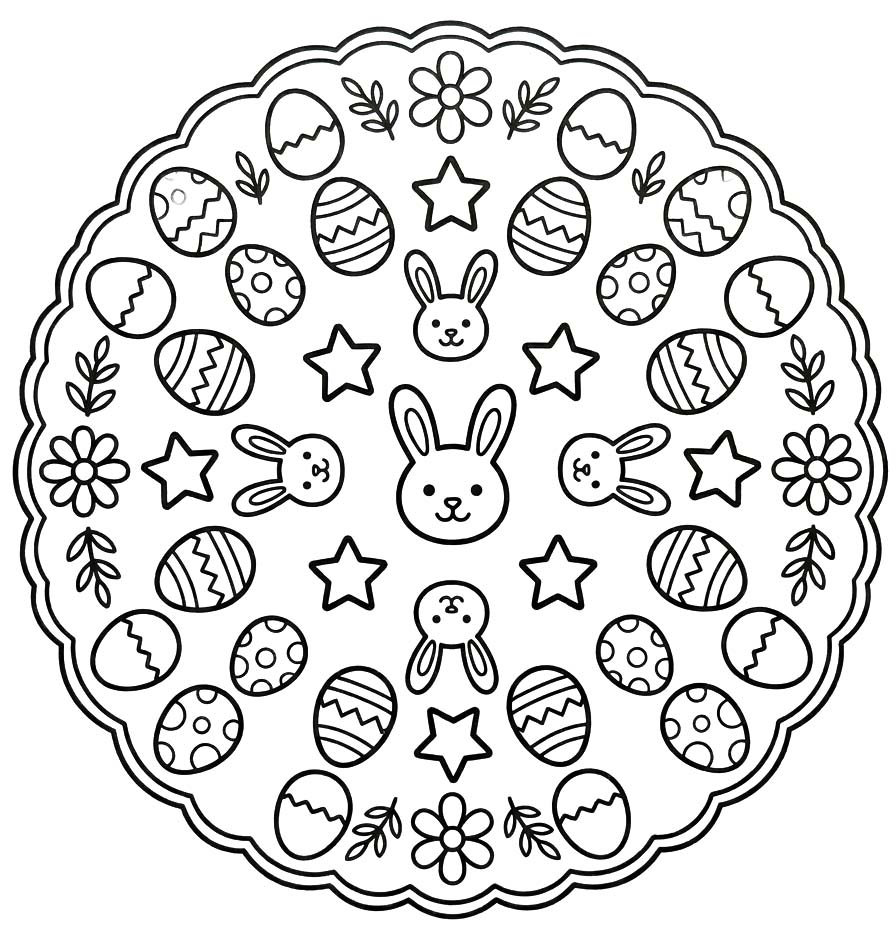 Paskalya Mandala resim Boyama Sayfası
