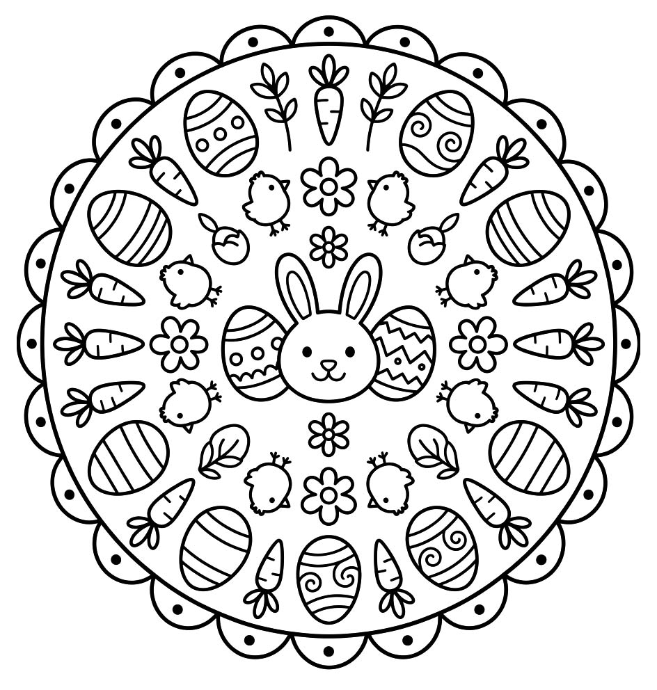 Paskalya Mandala ücretsiz Boyama Sayfası