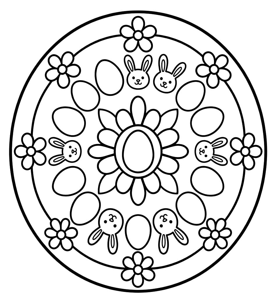 Paskalya Mandala yazdırılabilir Boyama Sayfası