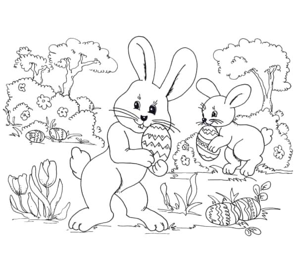Paskalya Tavşanı çocuklar için Boyama Sayfası