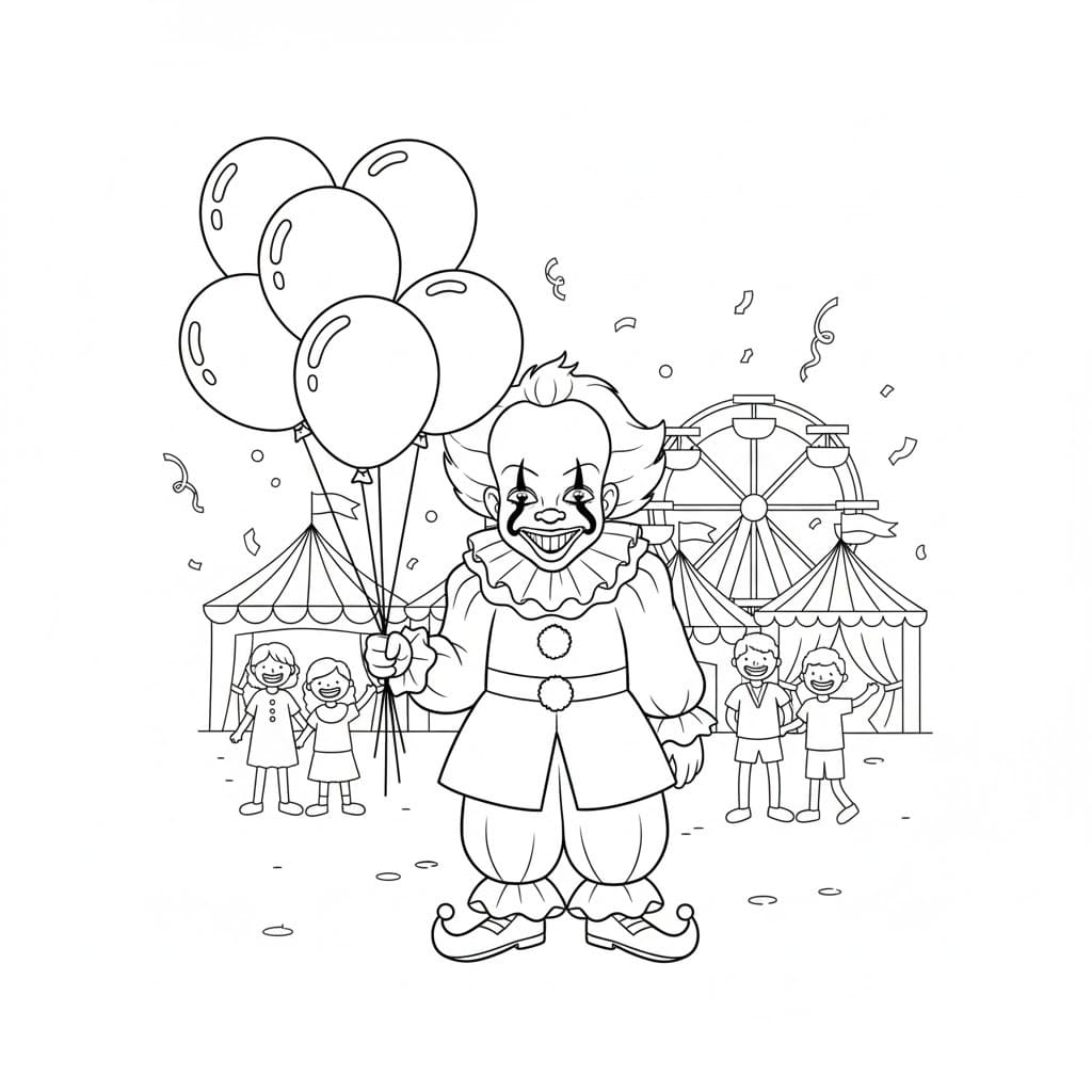 Pennywise çocuklar için basit Boyama Sayfası