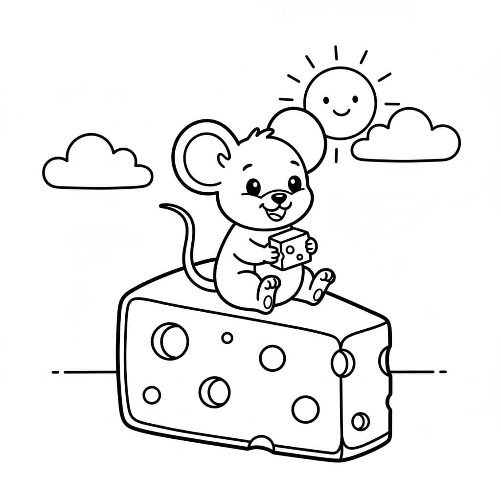 Peynir Yazdırılabilir Boyama Sayfası