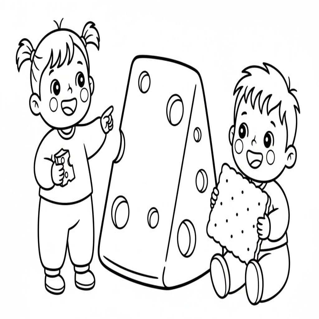 Peynir çocuklar için yazdırılabilir Boyama Sayfası