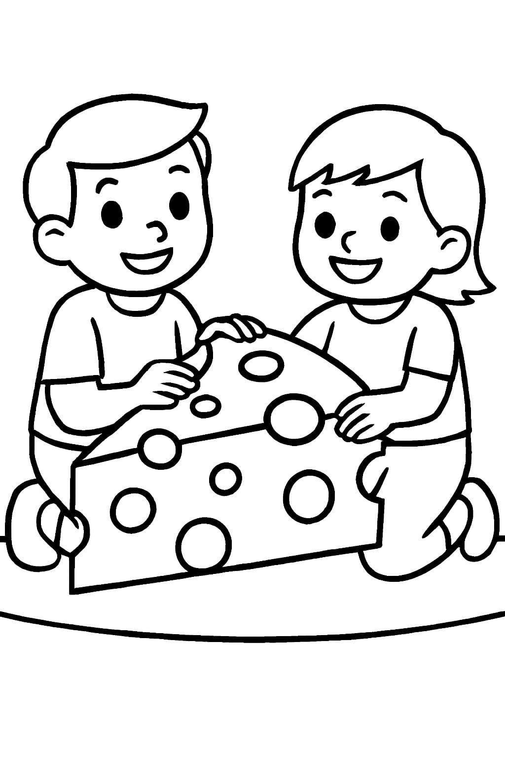 Peynir ve çocuklar Boyama Sayfası