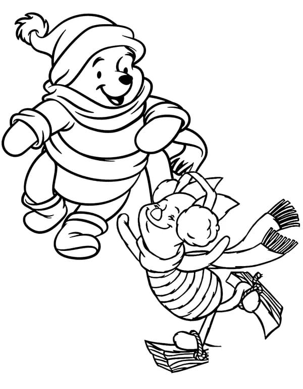 Piglet ve Pooh'u çiz Boyama Sayfası