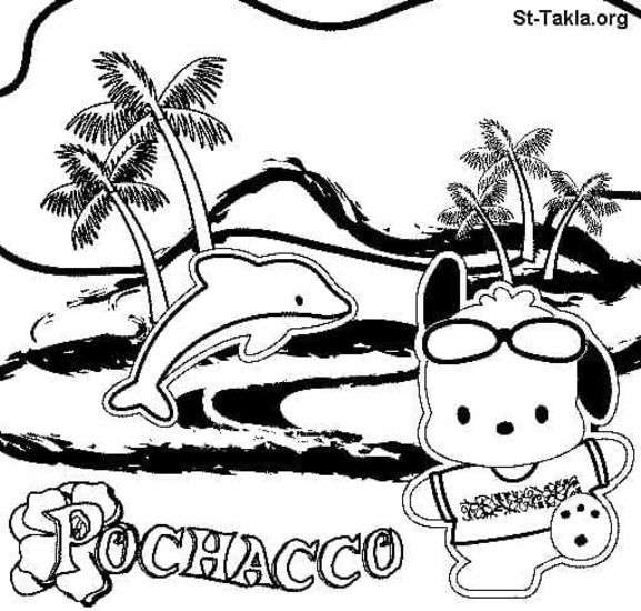 Pochacco'yu çizin Yazdırılabilir Boyama Sayfası