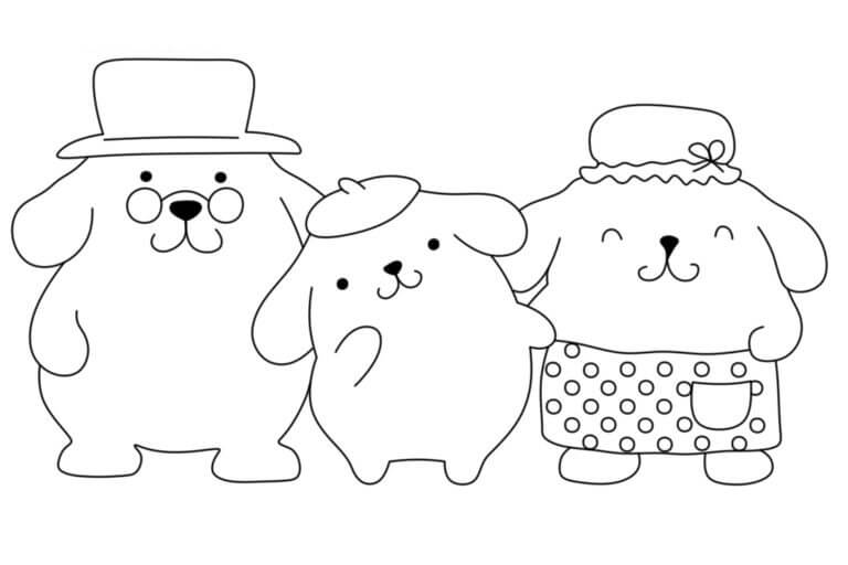 Pompompurin Ailesini Çizin Boyama Sayfası
