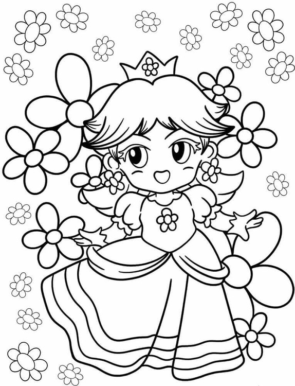 Prenses Daisy çocuklar için ücretsiz yazdırılabilir Boyama Sayfası