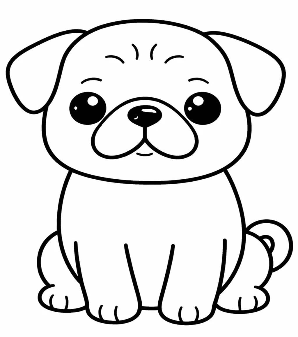 Pug Köpeği Sevimli Boyama Sayfası