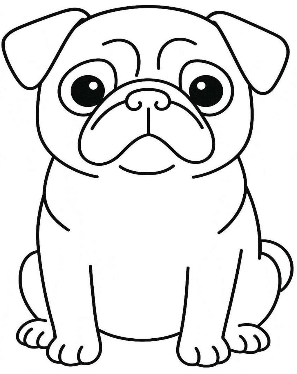 Pug Köpeği basit Çizim Boyama Sayfası