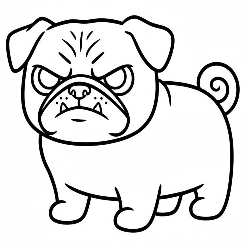 Pug Köpeği çok öfkeli Boyama Sayfası