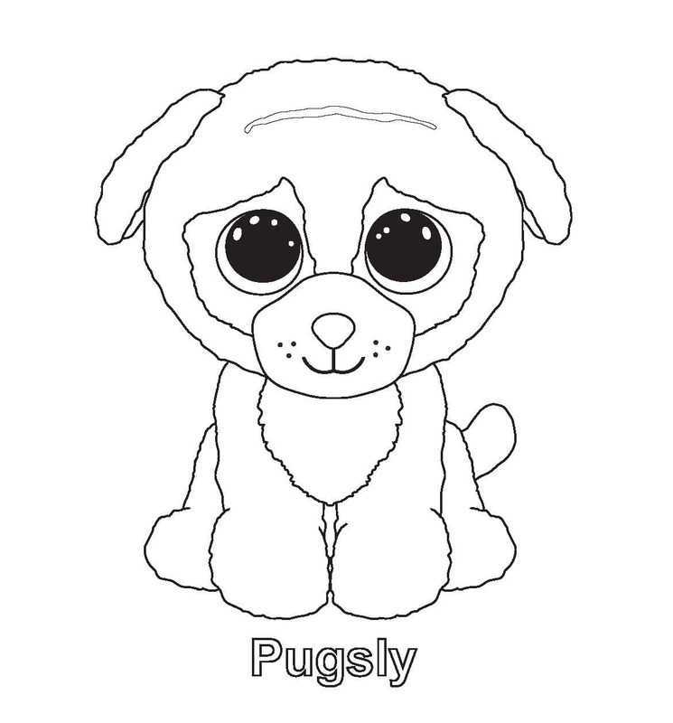 Pugsly Köpek Beanie Boos Çiz Boyama Sayfası
