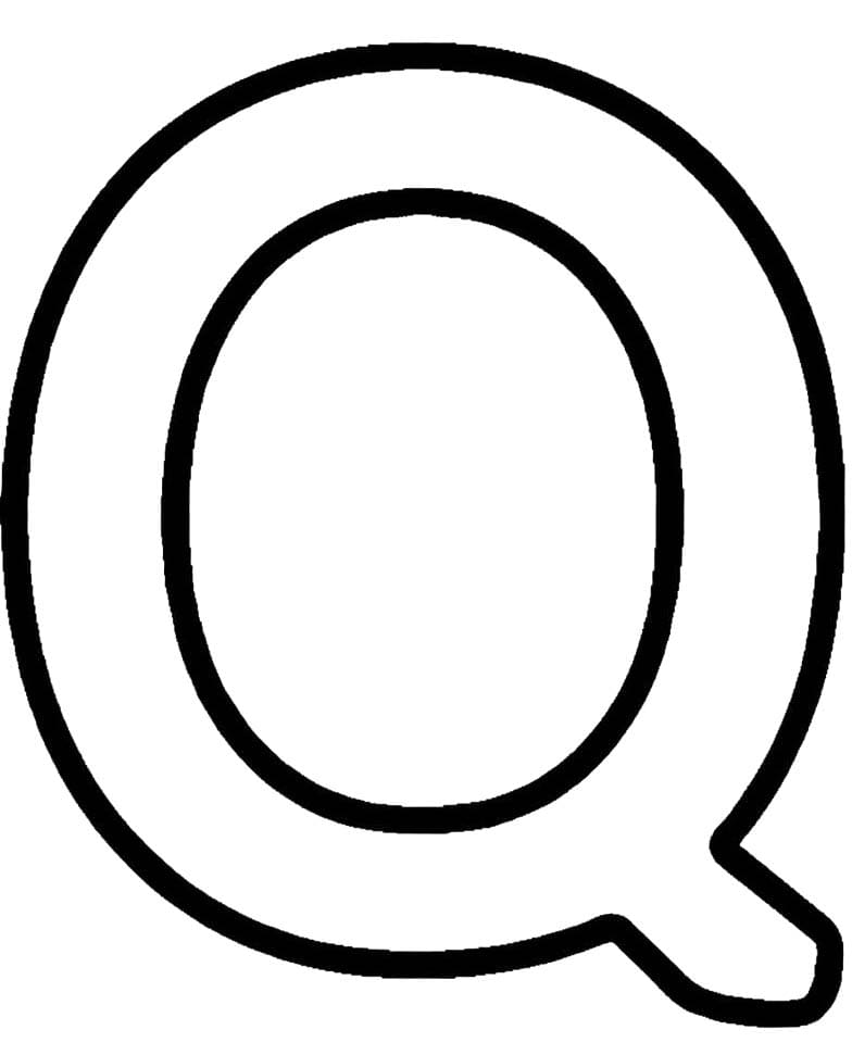 Q Harfi ücretsiz yazdırılabilir Görüntü Boyama Sayfası